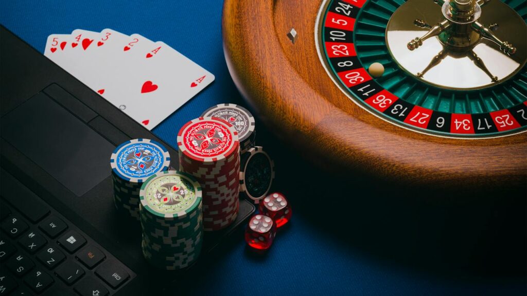 roulette playing cards and casino chips