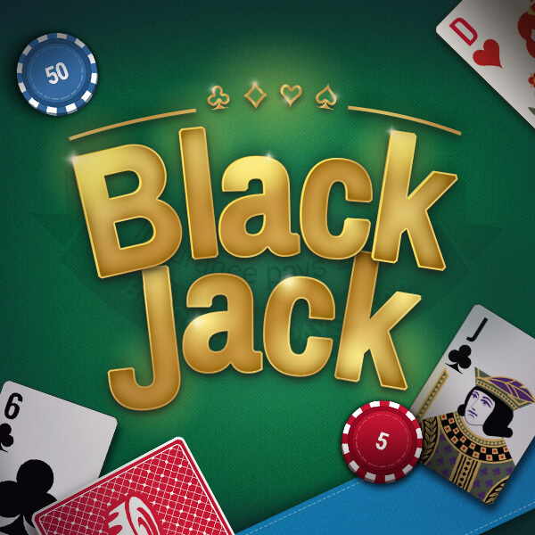 blackjack logo with playing cards and casino chips