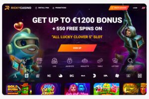 ricky casino homepage screenshot