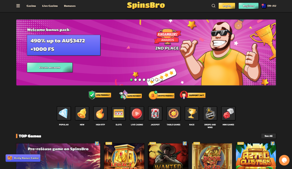 spinsbro casino online homepage