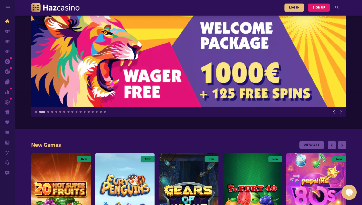 homepage haz casino online with welcome bonuses and slots