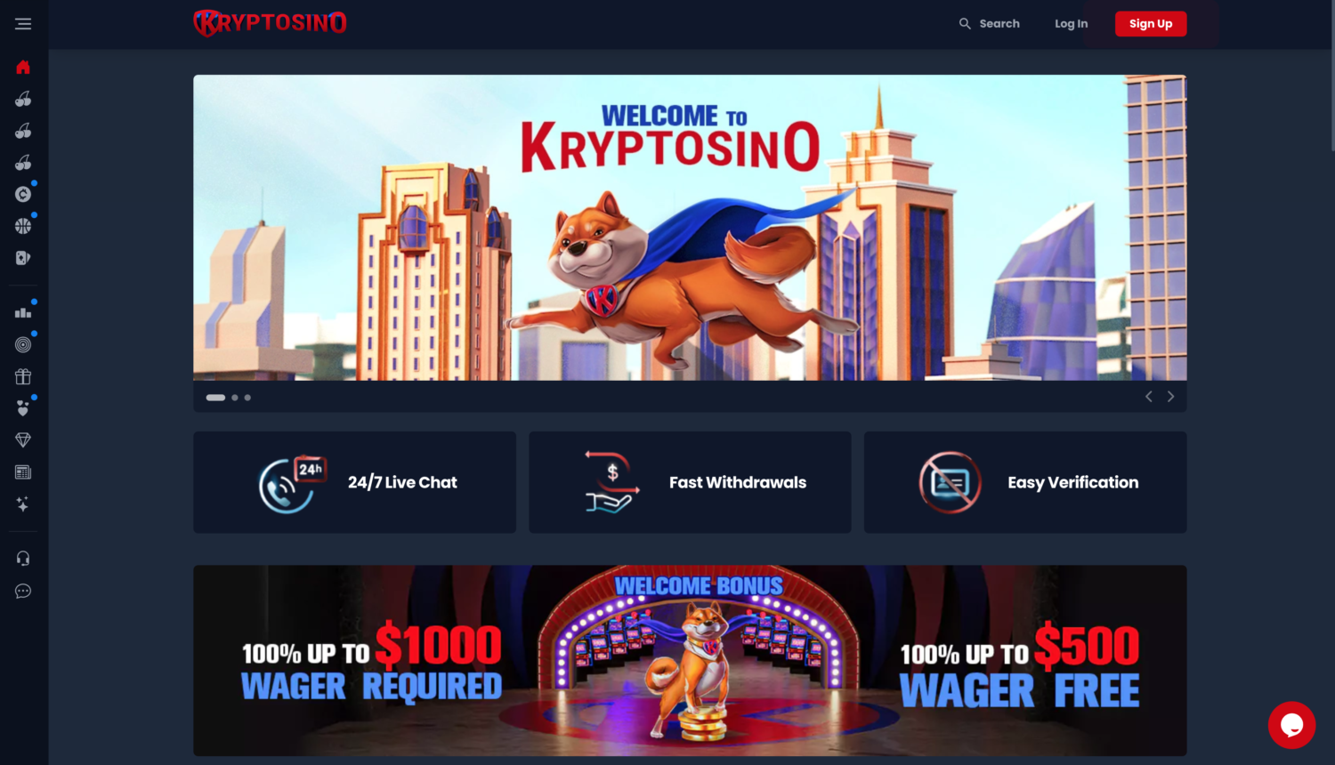 kryptosino casino homepage top slots