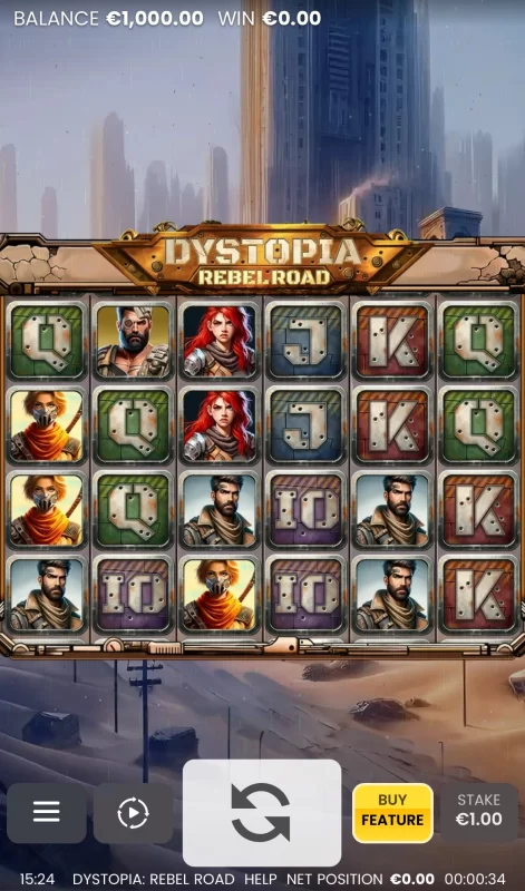 dystopia rebel road slot game mobile view