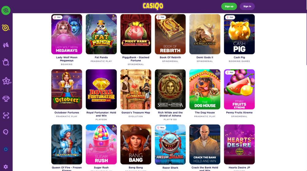 casiqo gameplay games slots