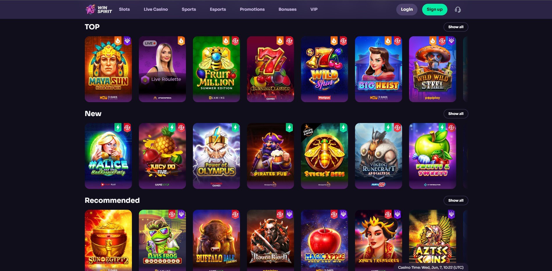 winspirit casino slot games