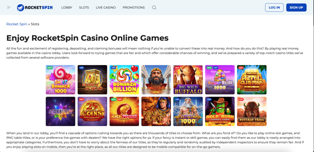 rocketspin casino slots online